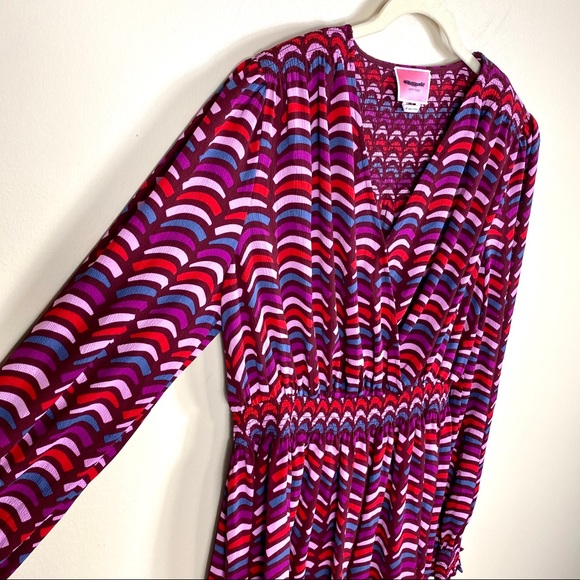 KATE SPADE Purple Rawr Long Sleeve Smocked Mini Dress XXS NEW - Picture 3 of 9